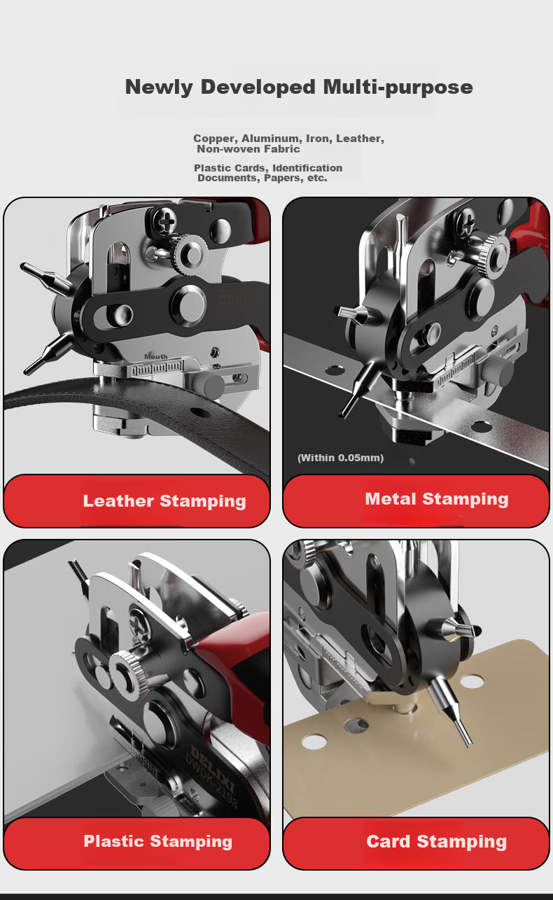 DELIXI Labor-Saving Belt Hole Puncher, Waist Belt Leather Accessory Bag Watch Strap Hole Puncher, Round Hole Punching Tool Hole Maker 5