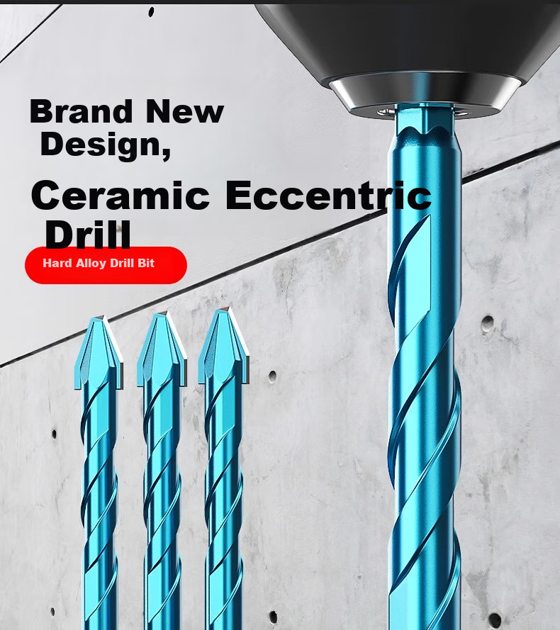 HUHAO Ultra-Hard Ceramic Angled Eccentric Drill Bit, Alloy Triangular Drill Adapter, All-Ceramic Tile Drilling Special Drill Bit, 6mm 2