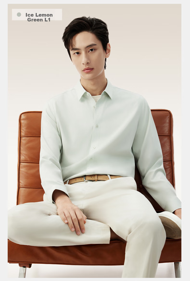 Hodo [Light Cloud Shirt] Modal Silk Blouse, Men's Long-Sleeve Casual Shirt, Wrinkle-Free Dress Shirt 18