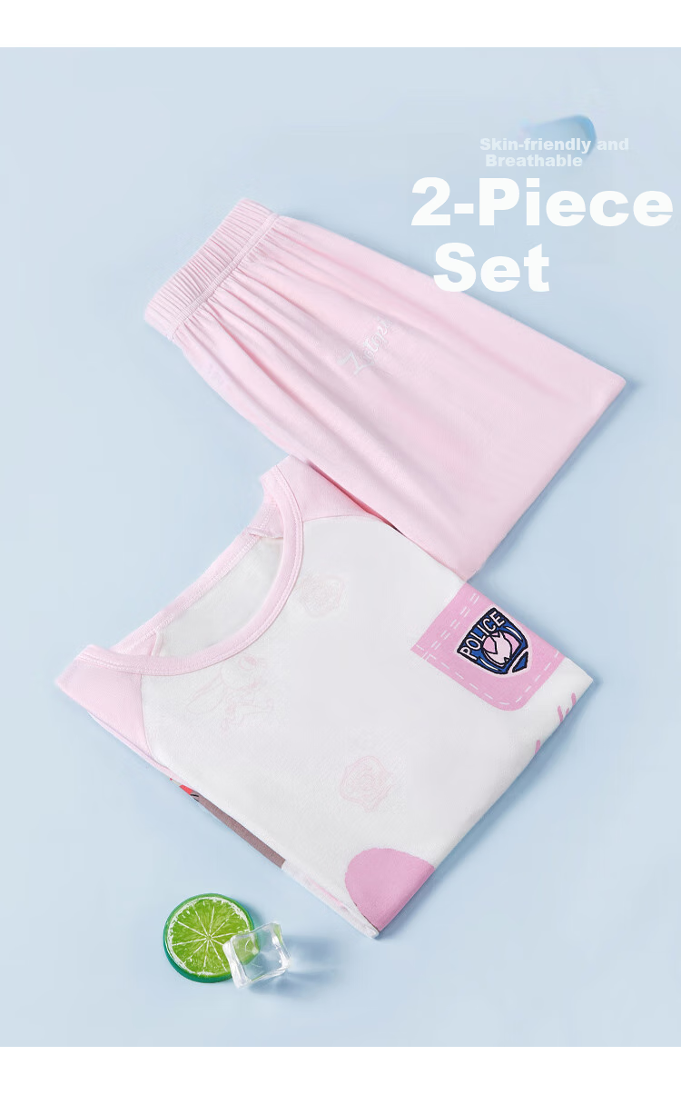 Disney Girls' Home Wear Set, Summer Judy Modal Pajama Set, Air Conditioning Wear PBZPY3205, Pink, 120 4