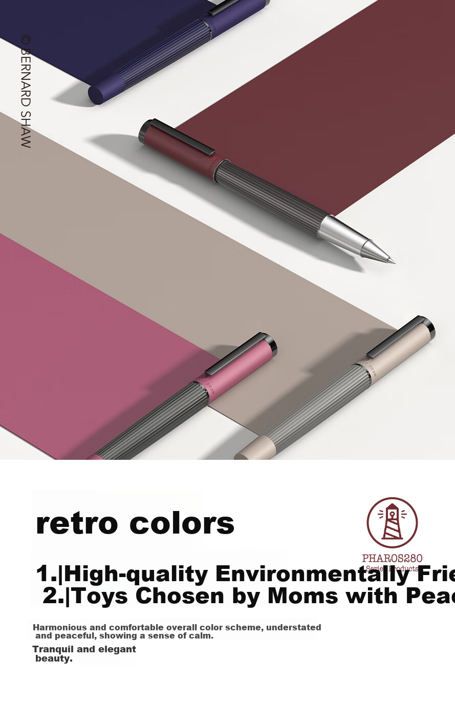 Bernard Shaw Mid-Autumn Festival And National Day Gift Ballpoint Pen High-End Luxury "Lighthouse" Dragon's Blood Red Ultimate Refill Gift Box Set Premium Business Office Men's 3