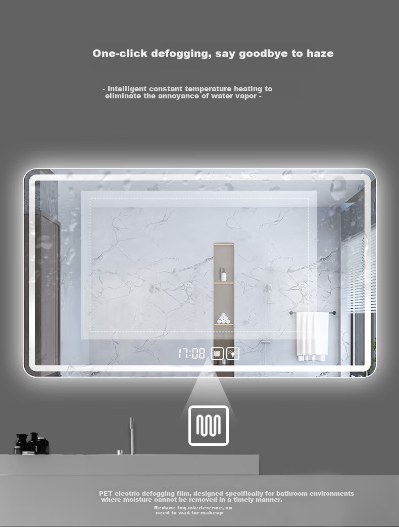 Moxiao Smart Mirror Hotel Bathroom Makeup Mirror Touchscreen Anti-Fog Bathroom Mirror 700*900mm Two-Button Three-Color Timer 3