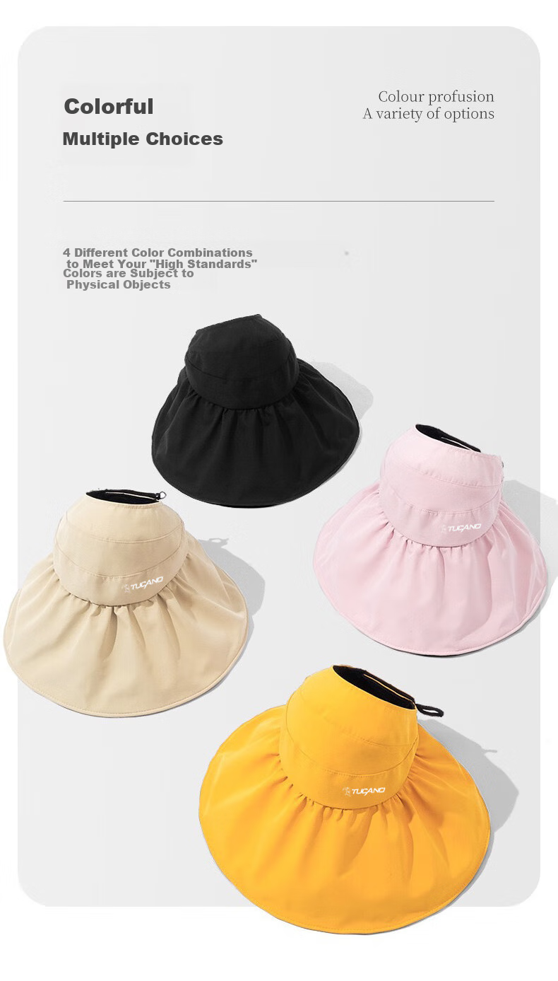 TUCANO Vinyl Sun Protection Hat for Women, Wide Brim Sun Hat, Fisherman Hat, Summer Outdoor Face-Covering UV Protection Hat 6