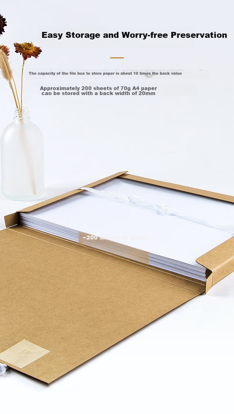 GuangBo , 10 Pieces, 20mm High-Quality 600g Imported Kraft Paper File Boxes, Document Storage Boxes, Thickened File Organizer Boxes, Financial Voucher Boxes, Office Supplies A88052 3