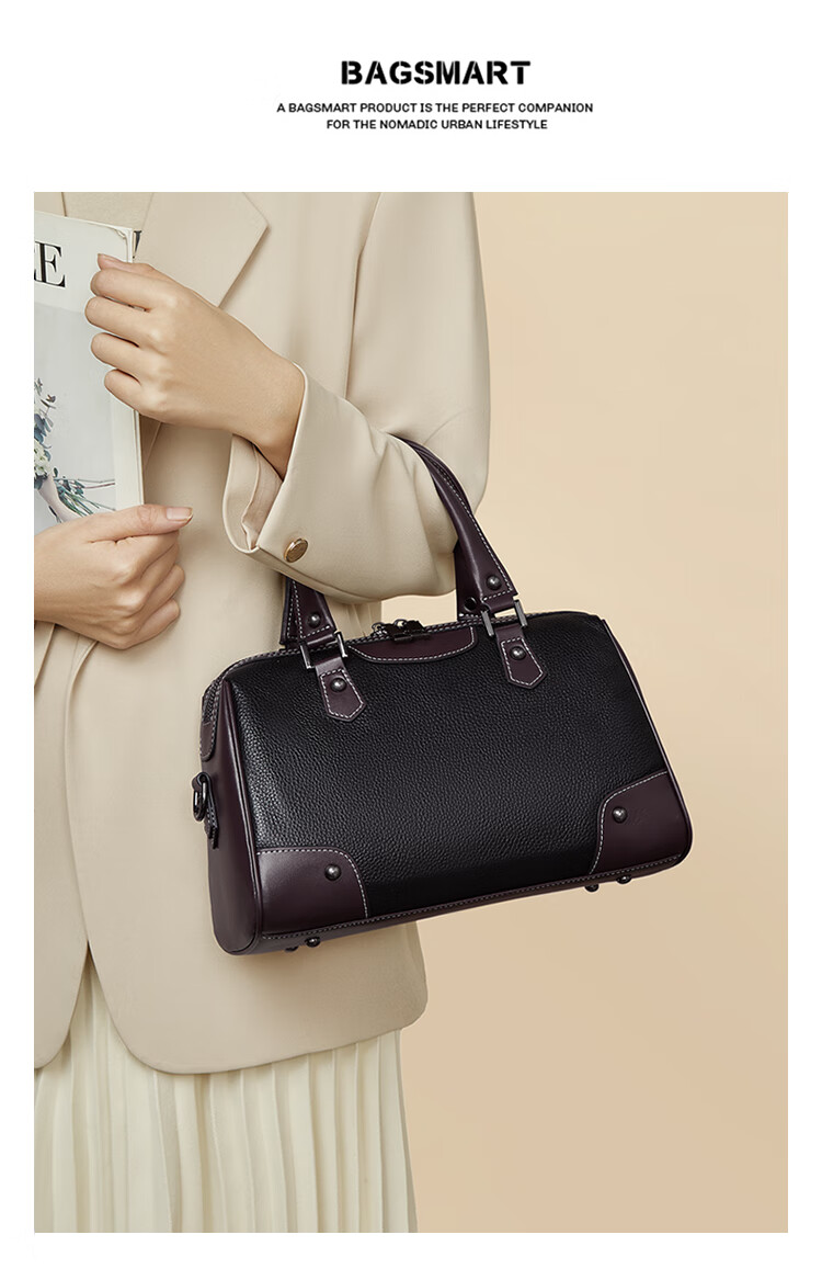 Laorentou Top-Grain Leather Women's Handbag, Large Capacity Tote Bag, Shoulder Bag, Crossbody Bag, Valentine's Day Gift 7