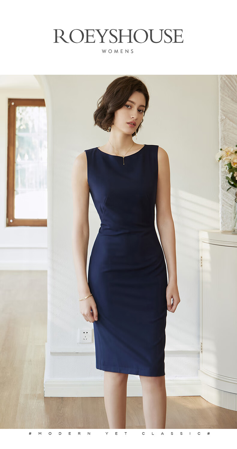 ROEYSHOUSE Women's Sleeveless Slim Fit Dress Summer Elegant Commuter Mid-Length Dress 08879 Dark Gray L 1
