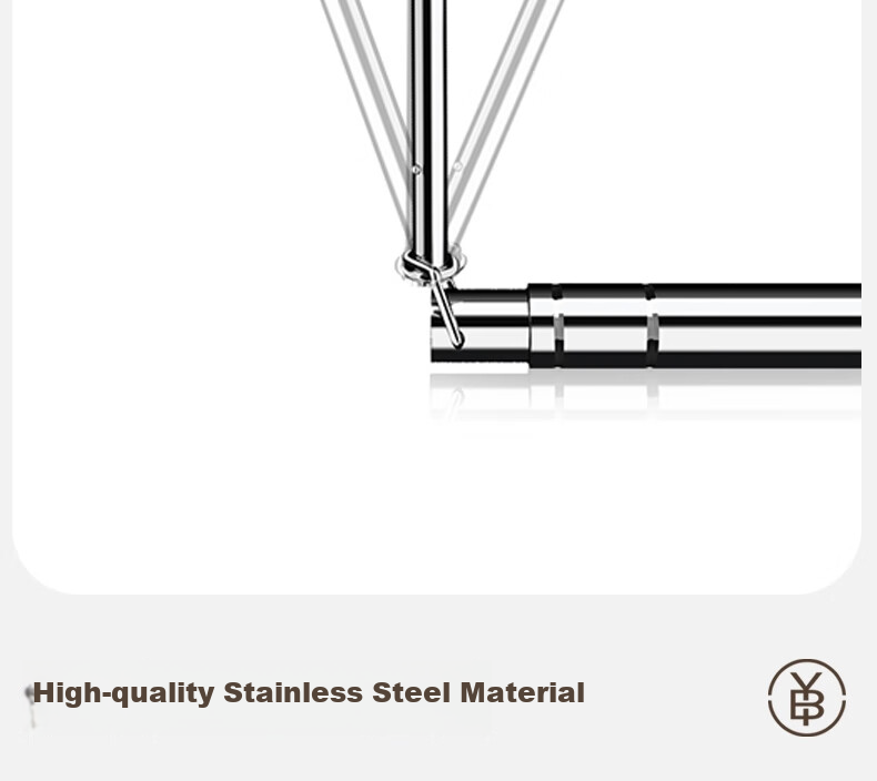 Bingyou Balcony Clothes Drying Rack, Extendable Stainless Steel, No Drilling Required, for Hanging Quilts, 5 Adjustable Levels, Rotatable 18