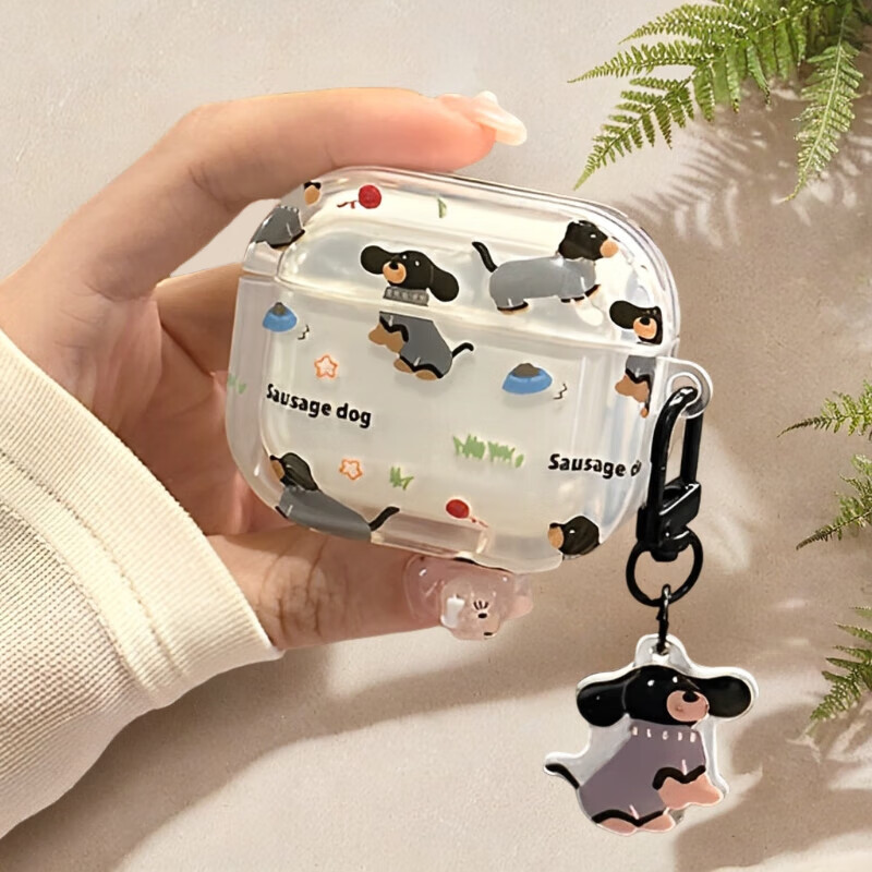 Чехол для AirPods 4 Qiaojiejie с подвеской в виде собаки, защитный чехол для беспроводных наушников Apple Bluetooth, противоскользящий креативный дизайн