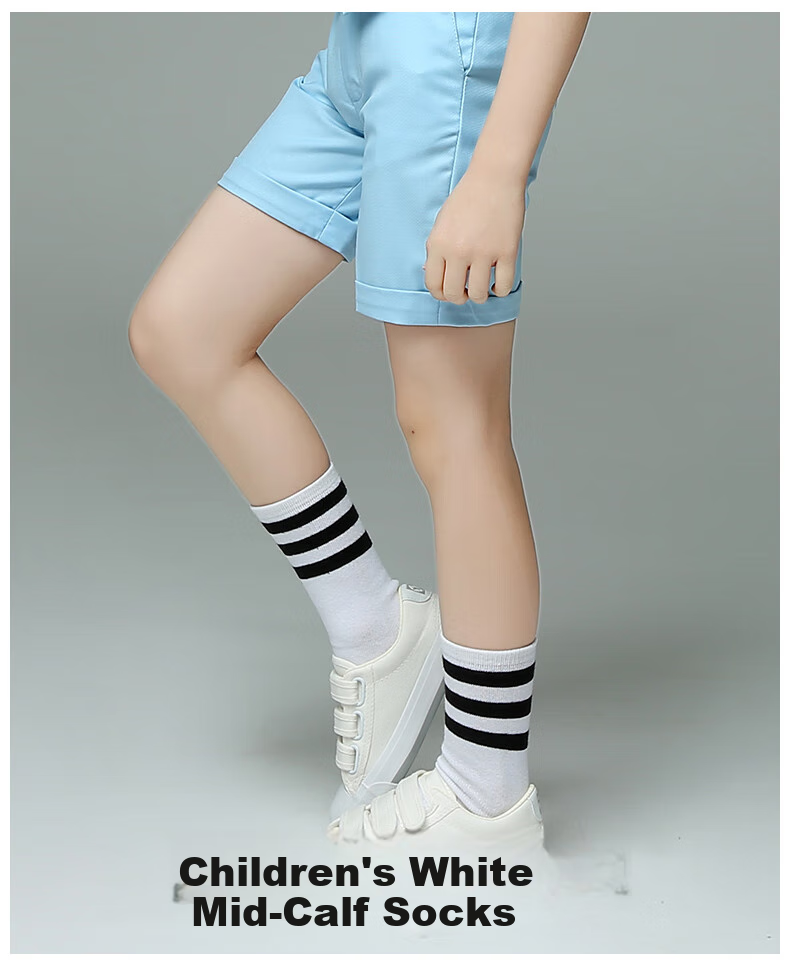 Luomeng Children's Socks, Kindergarten And Elementary School Students' College-Style Patchwork Striped White And Black Performance Dance Socks, Large Sizes 1