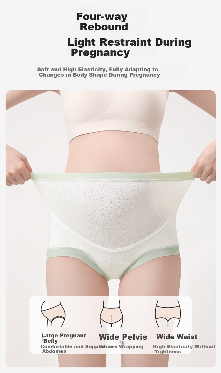 Aibaoshi Maternity Underwear, High-Waist Pure Cotton Antibacterial Crotch, Belly Support Panties for Pregnancy, 3-Pack, XL Size M429 7