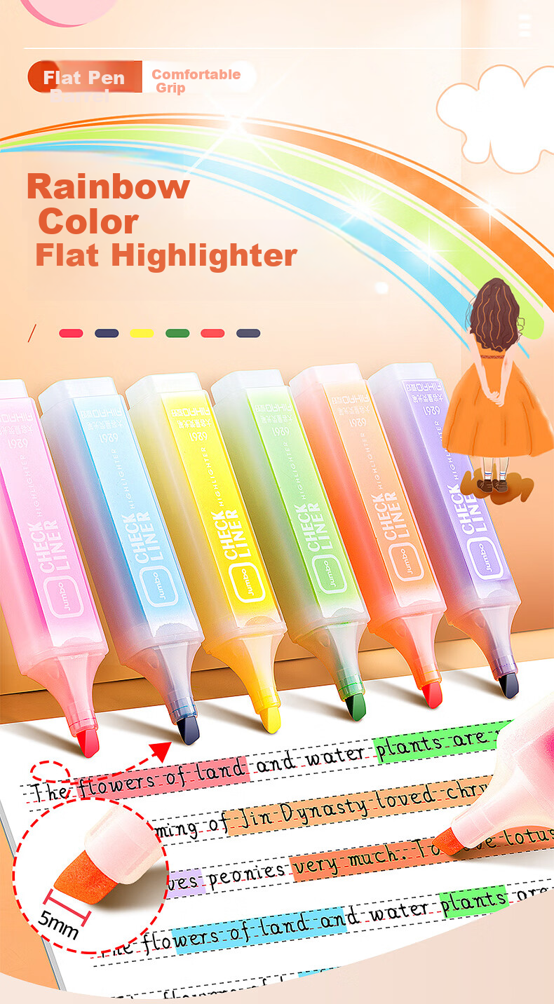 AIHAO [Best-Selling Product] Highlighter Pens, Large Capacity Colorful Marking Pens, Instagram-Style High-Quality Highlighters, Multi-Color Journal Marking Pens, 6 Colors, 6261 1