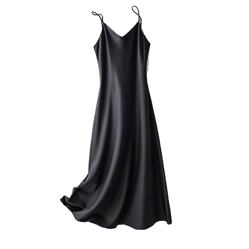 Dme [Glossy Satin Spaghetti Strap Dress], Elegant X-Shaped Spaghetti Strap Midi Dress for Women, Spring And Summer