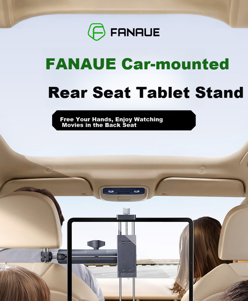 FANAUE Aluminum Alloy Car Tablet Holder, Rear Seat Headrest Backrest Mount for IPad, Laptop, Phone Entertainment PD-01T9(CC 1