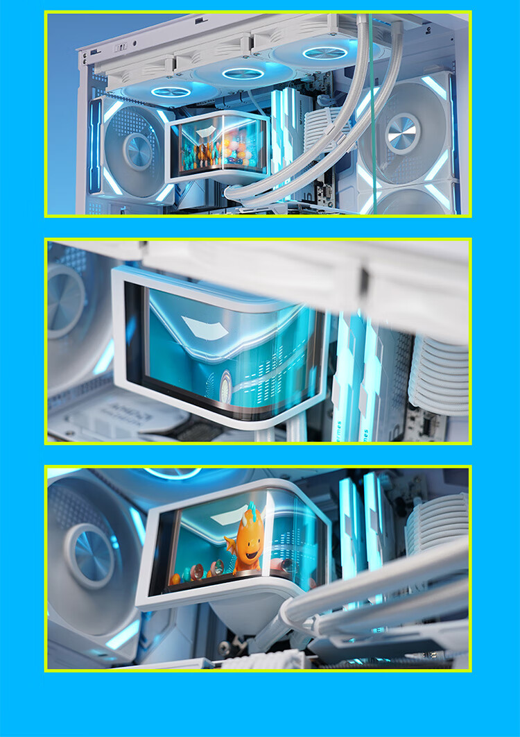 SAMA ZW360D Ultra, Phantom White, Curved Screen Water-Cooled CPU Cooler, 360° Rotating Water Cooling Head, 6.8-Inch 2K Display, Naked Eye 3D, LGA1851/AM5 2