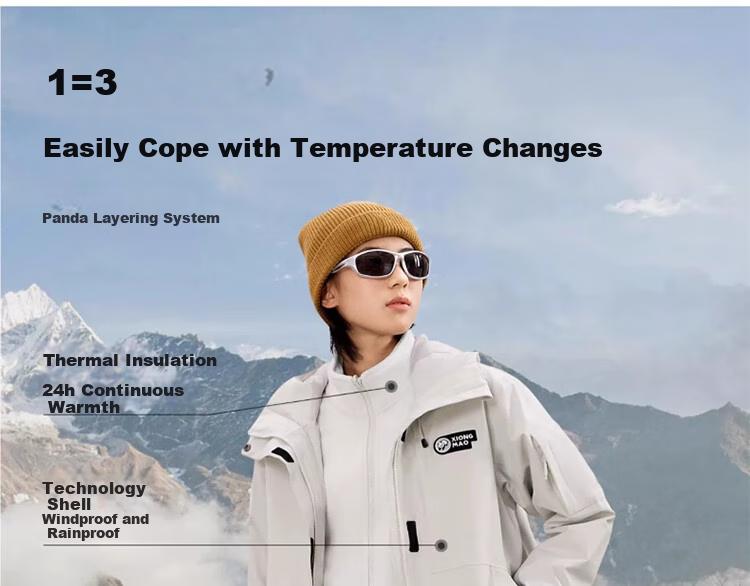 CAMEL Outdoor Waterproof, Windproof And Breathable Jacket for Men And Women, Three-In Fleece-Lined Warm Mountaineering Coat 20