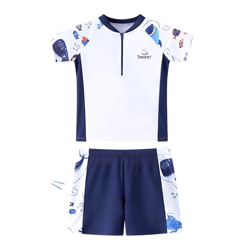 LangSha Boys' Two-Piece Swimwear Summer Sun Protection Training Beach Vacation Swimming Set for Older Kids