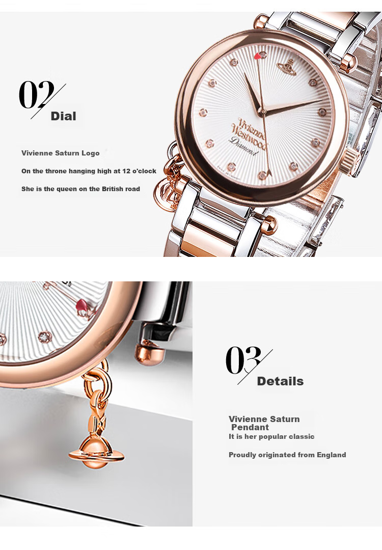 Vivienne Westwood, Luxury Real Diamond Women's Watch, Gift for Girlfriend on Valentine's Day, VV006SLRS 12