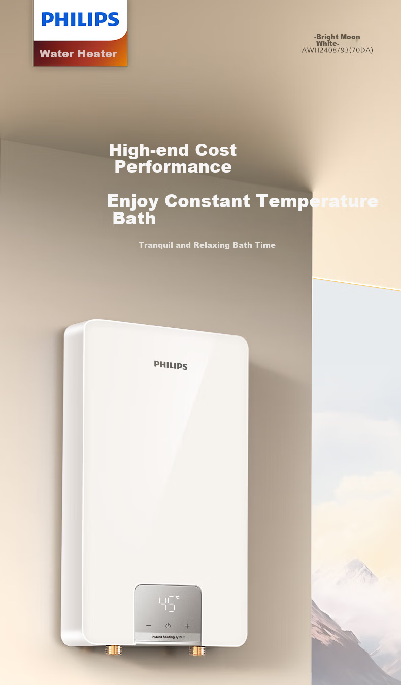 PHILIPS Instant Electric Water Heater Installation Service, 7000W Intelligent Rapid Heating, Stepless Frequency Conversion without Storage Tank, Subsidy 15%, Separate Water And Electricity AWH2408/93(70DA) 1