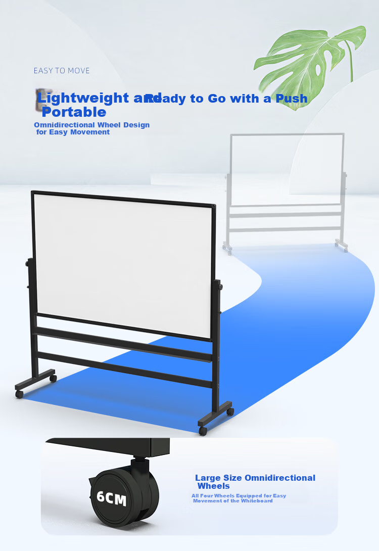 BBNEW Premium High-End 90*180cm Whiteboard Writing Board with Stand, Double-Sided Writing, Movable, Height Adjustable, Flip-Top Children's Blackboard for Office Meetings, Home Use, Teaching And Training V-D 8