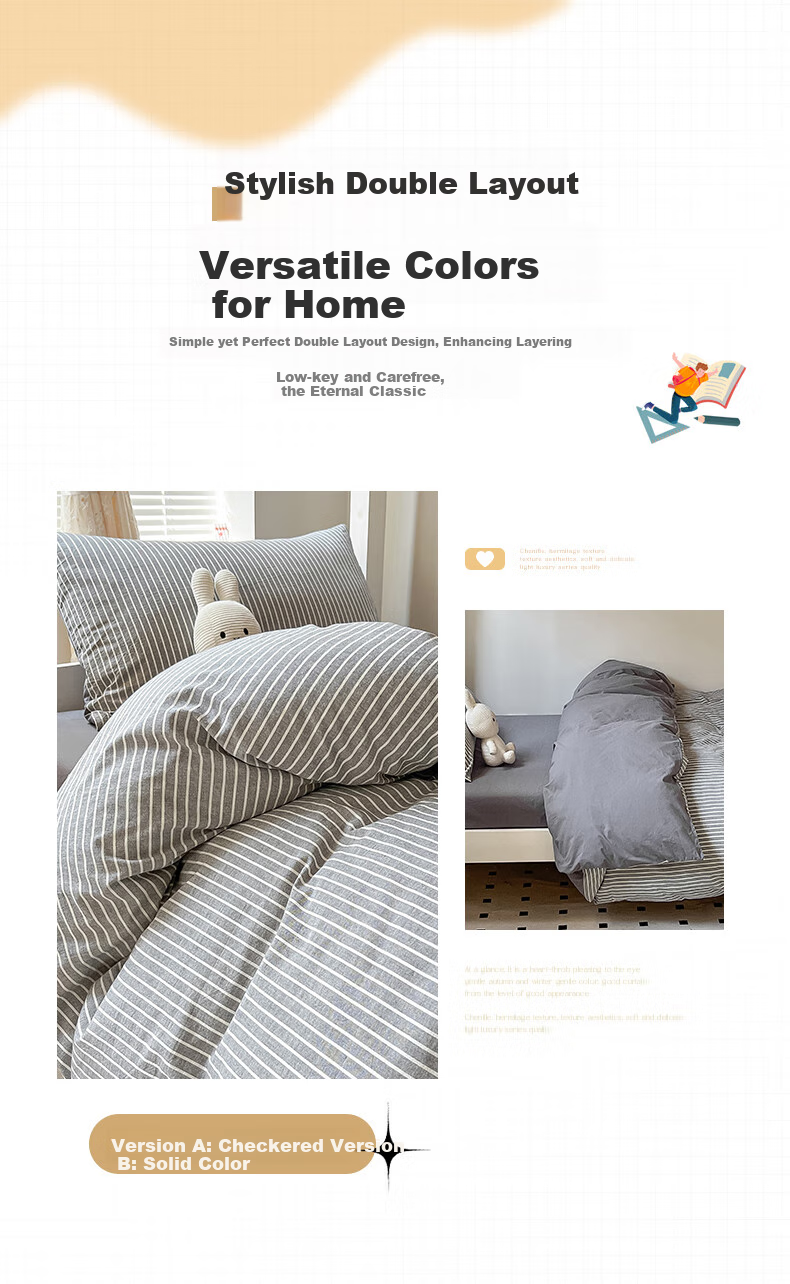 Wuyinliangpin Cotton Three-Piece Set for Students, Including Bed Sheet, Duvet Cover, And Pillowcases, 150*200cm 4