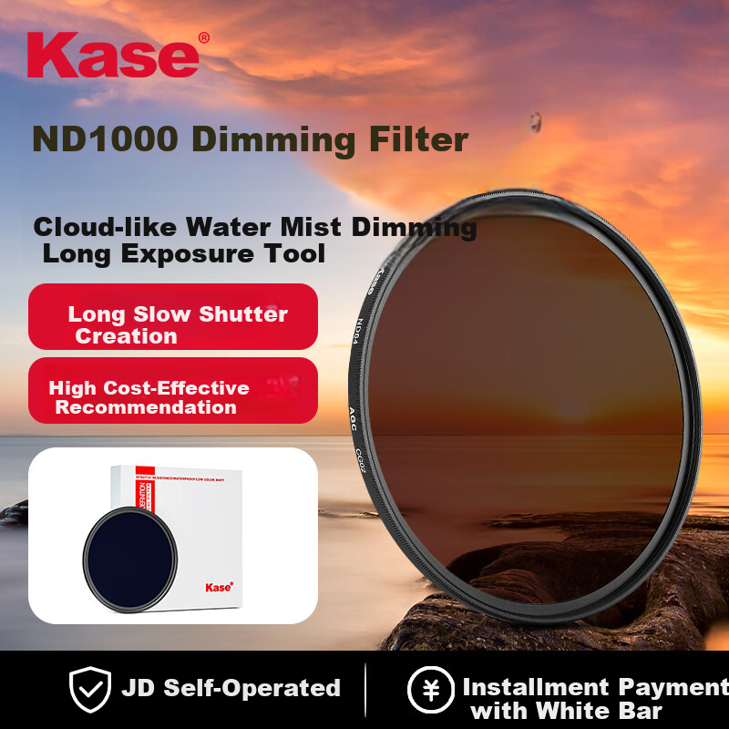 Kase ND Filter, Neutral Density Filter, 77mm ND1000, 10-Stop Neutral Density Filter, Medium Gray Density Filter for Landscape Photography, Slow Shutter Exposure Photography