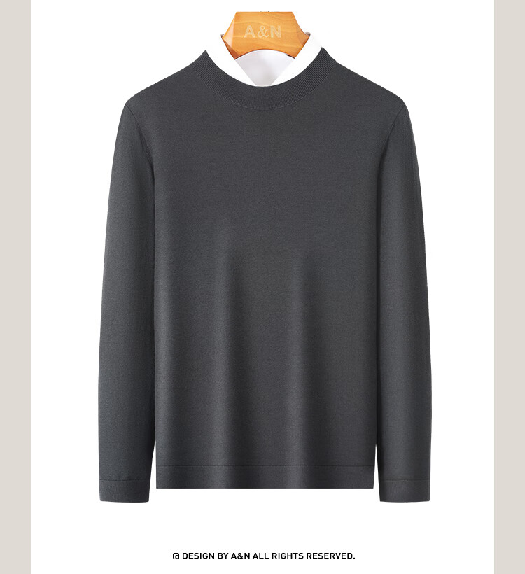 Antonio Men's Autumn Winter Wool Sweater Knitwear Base Layer Machine Washable 100% Fine Wool 2