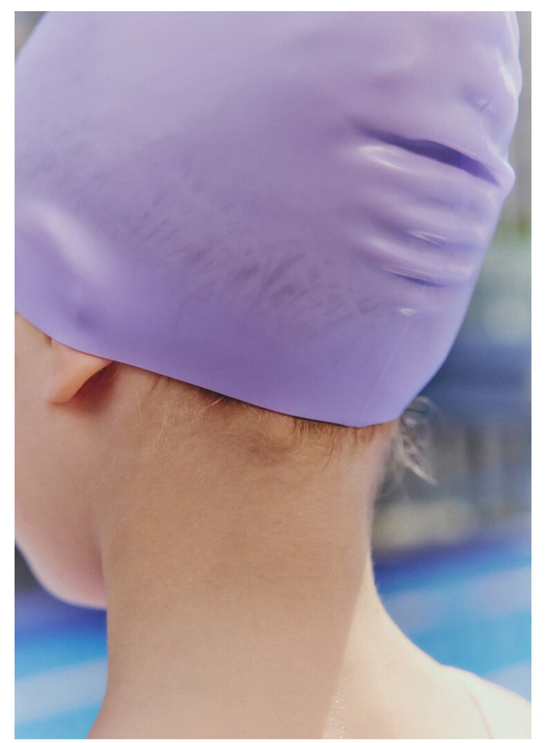 Speedo × Moody Tiger Collaboration Pool Training Series, Tight-Fitting Silicone Swim Cap for Children, Lavender Color 8
