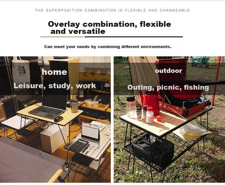 Keman Folding Table, Outdoor Camping Picnic Table with Storage Rack, Keman T-230 1