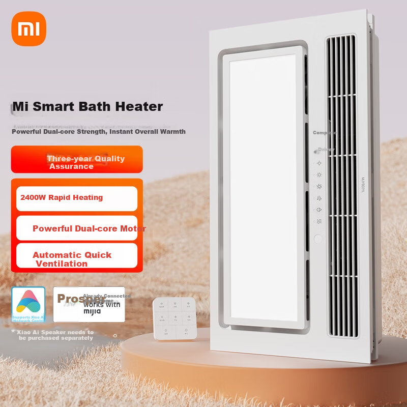 Mijia Smart Bathroom Heater, Dual-Core Multifunctional Wind Heating And Lighting, Rapid Temperature Rise, Intelligent Control, 2400W Standard Versio