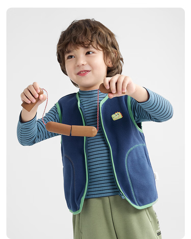 BALABALA Children's Clothing, Kids' Vest, Autumn And Winter New Style, Fleece-Lined for Warmth, Suitable for Outdoor Wear, Boys And Girls, Baby Waistcoat, Fleece 14