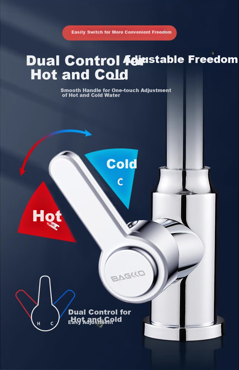 Bangke Kitchen Faucet with Hot And Cold Water, Double Temperature Sink Tap for Washing Dishes And Vegetables, Anti-Splash Washbasin Faucet B-LT001 10