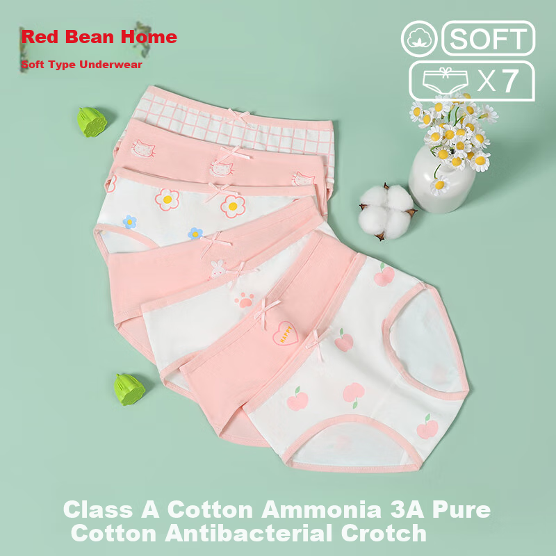 Hodohome Children's Underwear, Girls' 3A Grade Antibacterial Crotch Triangle Panties, Young Girls' Cotton-Spandex High-Elastic Cartoon Shorts, 318 Three 130