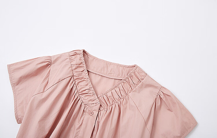 Dme [Shujie Meixue] Summer Lightweight 50-Count High-Density Silk V-Neck Tie-Up Short-Sleeve Loose Women's Dress 3