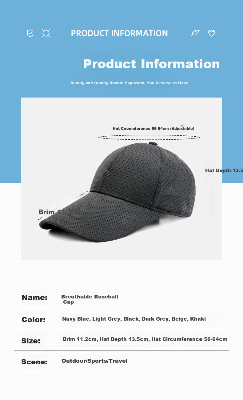Romon Men's Summer Mesh Lightweight Baseball Cap Outdoor Extended Brim Sun Protection Breathable Sunshade Hat 10