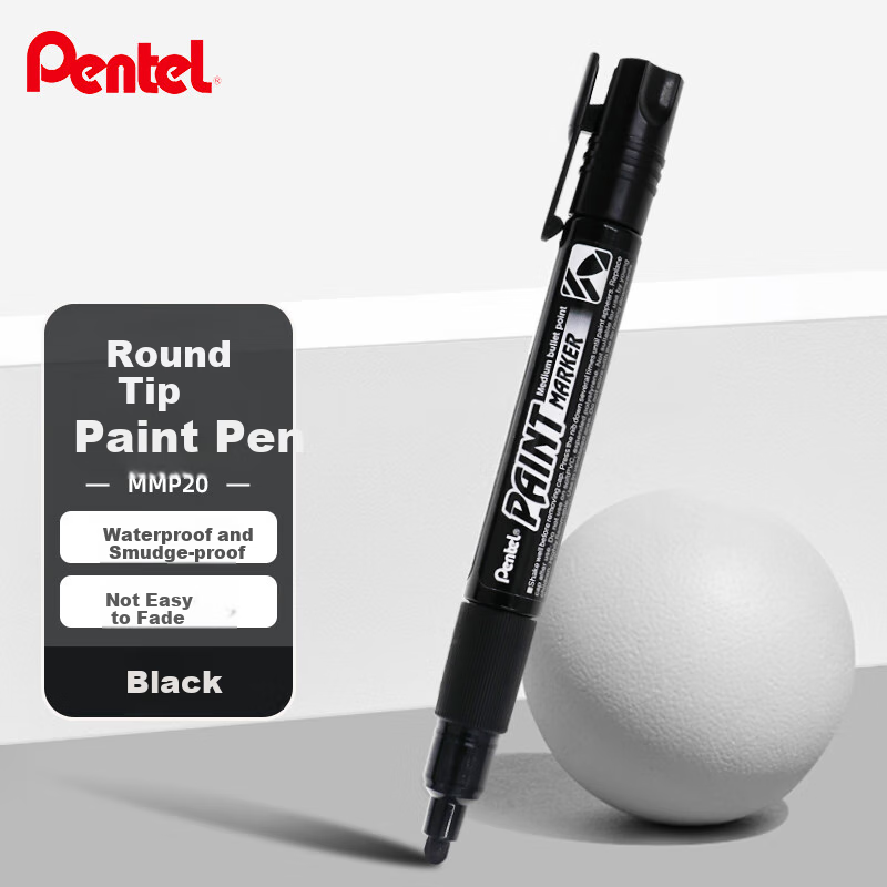 Pentel Colorful Round-Tip Paint Marker, Waterproof Quick-Drying Marker, Thick Tip Large Letter Advertising Pen MMP20, Green Single Pack