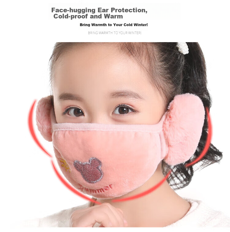 Adandyish Cartoon Green Hanging Ear Mask for Children, Autumn And Winter Windproof Warm Cycling Dust-Proof Cold-Resistant Thickened Protective Ear Covers 6