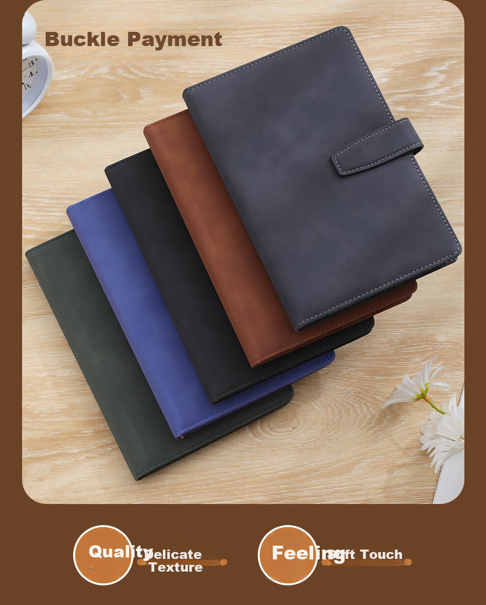 Faramon Notebook A5 Thick Journal, Business Lambskin Cover Vintage Style, Work Diary, Meeting Minutes Book, Office Stationery, Customizable, Brow 7