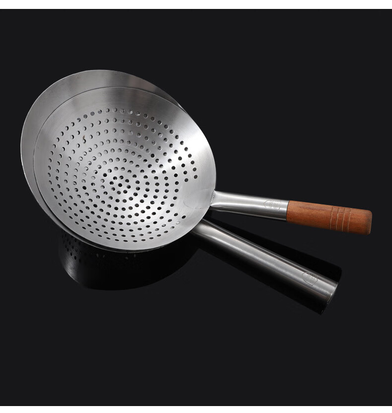 Danshi Zhiyuan Stainless Steel Handle Skimmer Spoon 28CM Oil Draining Strainer Slotted Spoon Frying Oil Strainer Spoon Jingcang 9