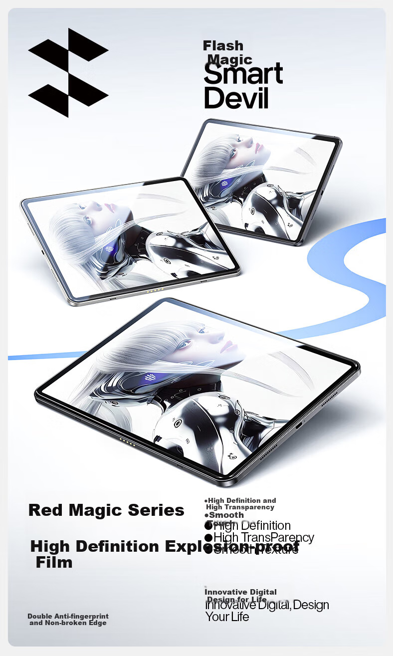Shanmo Tempered Glass Screen Protector for Red Magic Gaming Tablet Pro (2024 New Model), Red Magic Tablet 2nd Generation, 10.9-Inch Full Screen HD Anti-Fingerprint Gaming Protective Film 1