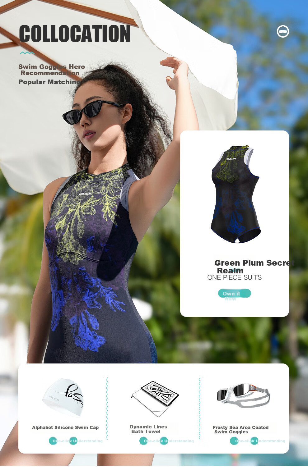 TOSWIM One-Piece Swimsuit for Women, Professional Training Triangle Warm Hot Spring Slimming Sleeveless Swimwear, Qingti Mijing L 10