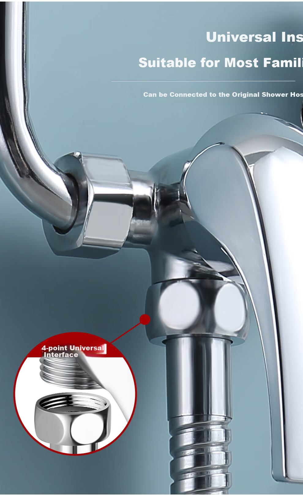 CVBAB Electric Water Heater Mixing Valve Switch, Brass Hot And Cold U-Shaped Surface-Mounted Shower Faucet, Water Heater Accessory CV1352 7