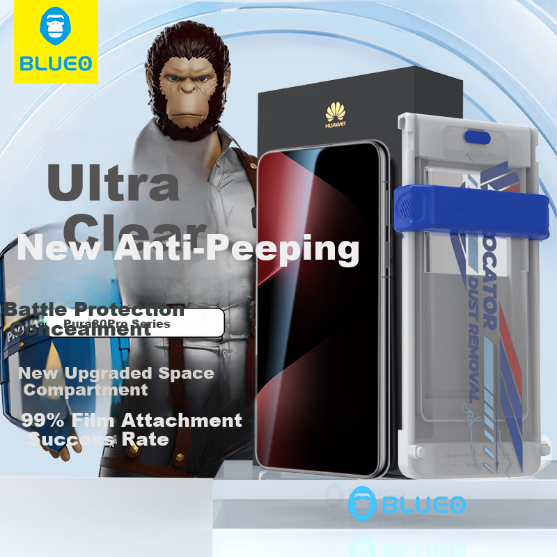 BLUEO Privacy Screen Protector for Huawei Pura80Pro/Pro+/Pura80Ultra, Anti-Peeping Tempered Glass Film, Space Capsule Anti-Spy Phone Protective Film