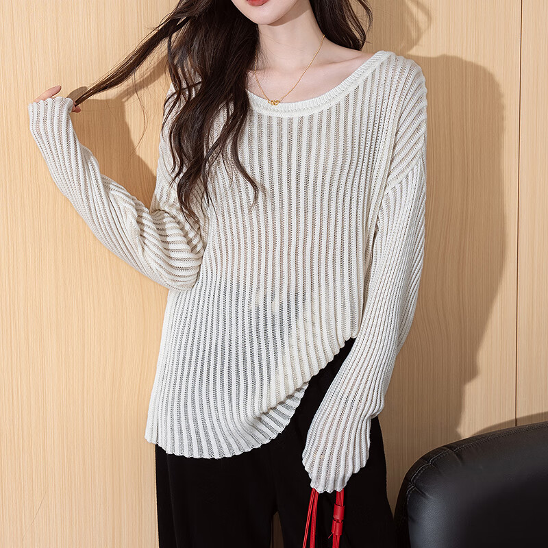 Langsha 2025 Autumn Women's Lazy Style Slim Textured Loose Pullover Sweater