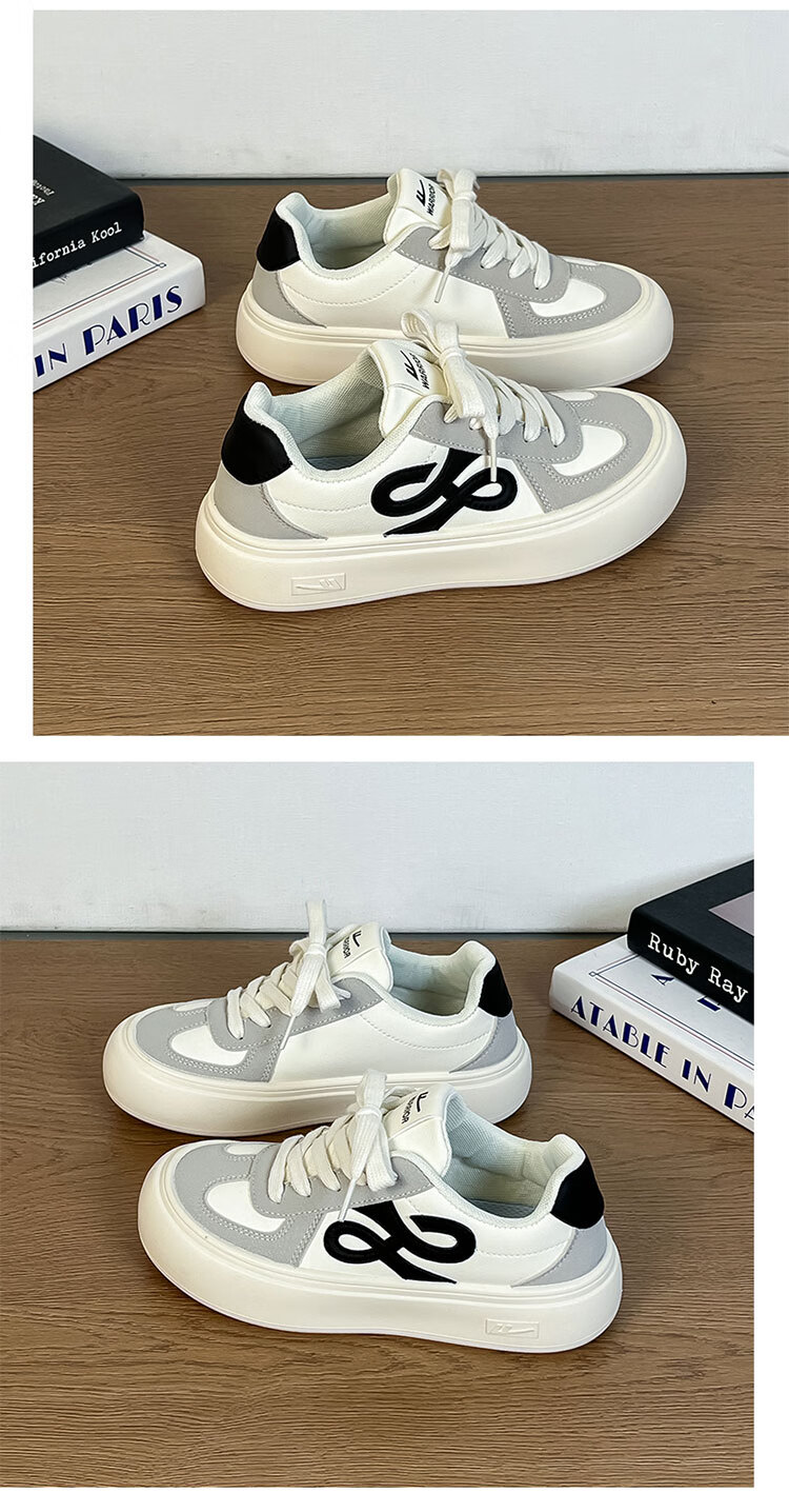 Warrior Women's Shoes, Spring And Autumn Versatile Lightweight Soft-Soled Sneakers, Daily Commute Casual Shoes M461C Beige/gray/black 35 10