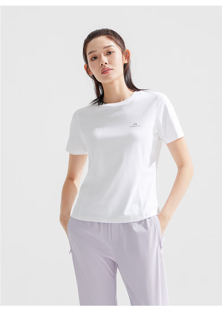 Pioneer Camp Women's Ice Oxygen Bar Shoulder T-Shirt Summer New Ice Silk Cool Round Neck Short Sleeve Sports Top 14