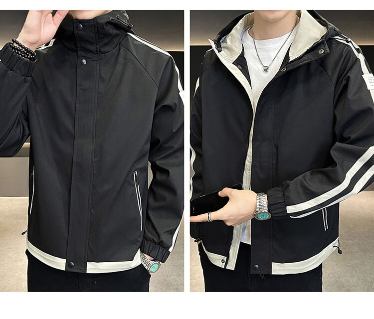 TUCANO Men's Spring Autumn Hooded Workwear Casual Jacket Loose Stylish Trendy Khaki 3XL 12