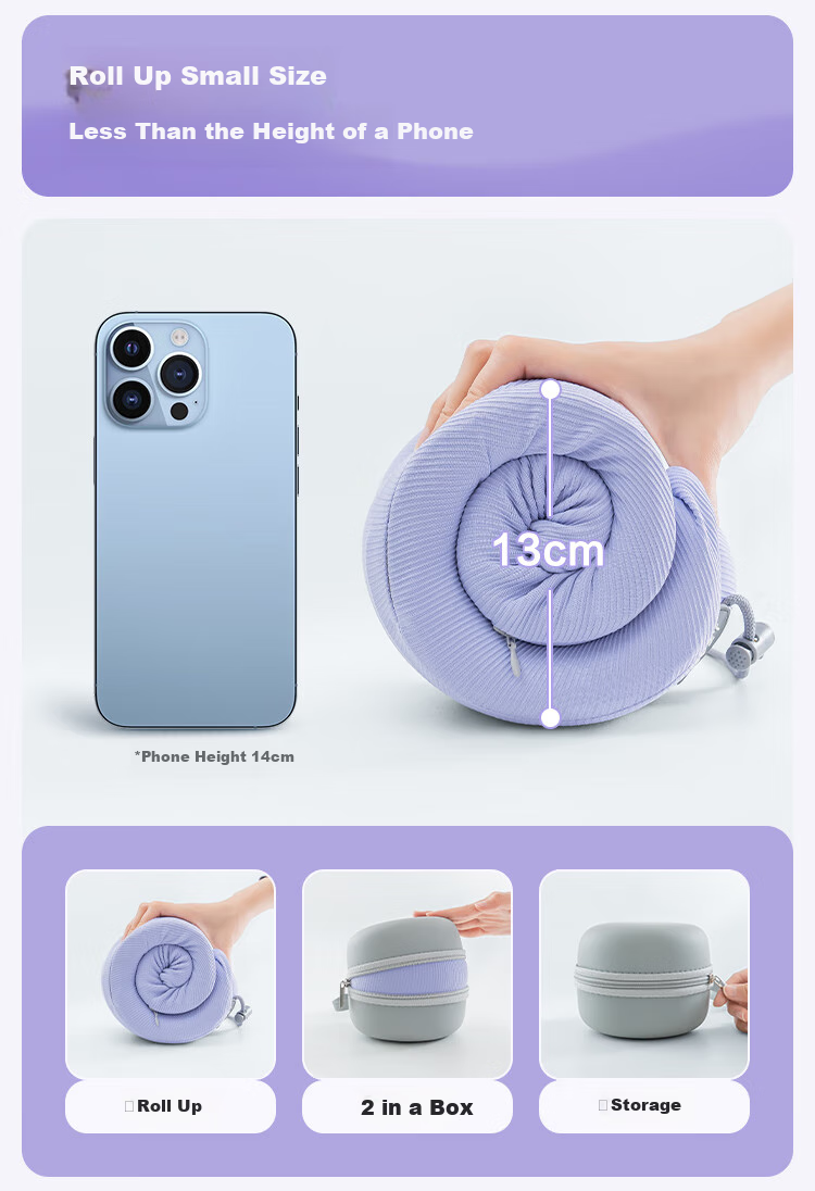 JD Original Xiaowei Travel Pillow, Aerospace Memory Foam U-Shaped Neck Support Pillow, Portable Storage Design, Purple 4