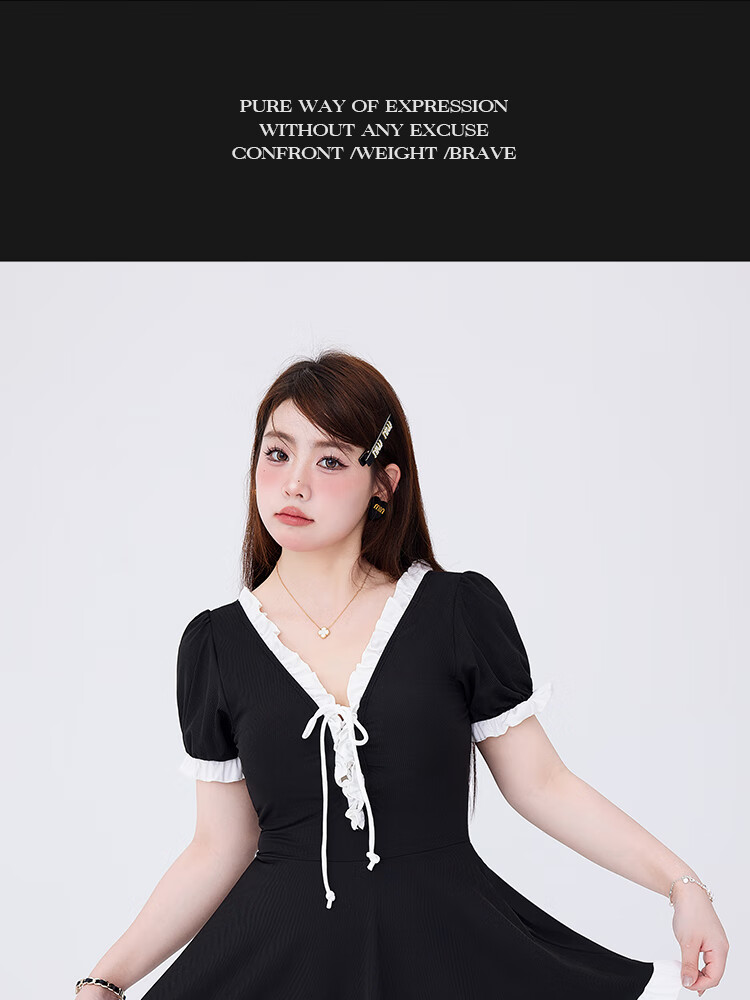 Agliondy 2025 New Split Swimsuit for Women Conservative Plus Size Swimwear Slimming Bubble Sleeve Vacation 1