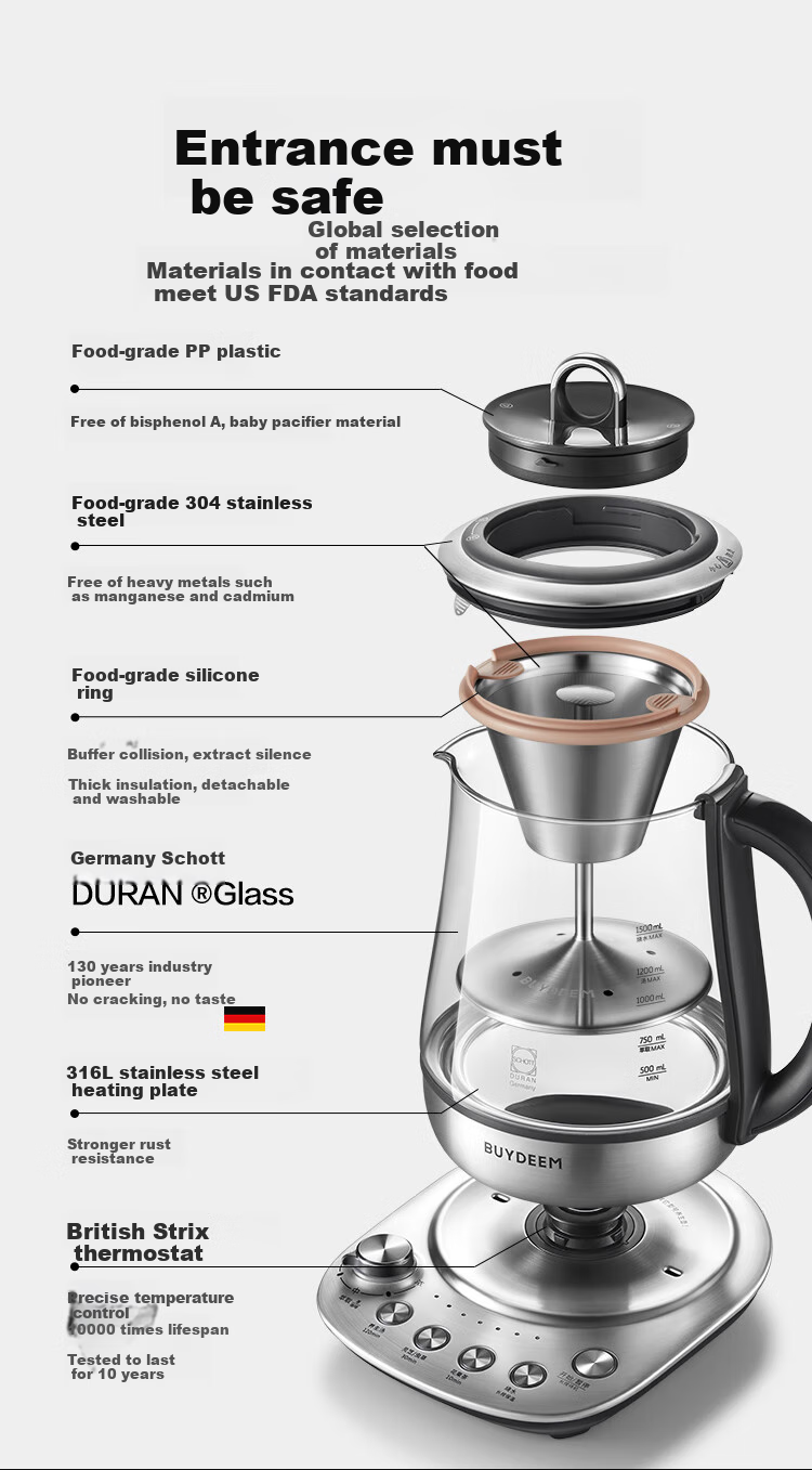 Buydeem Health Pot, Chinese Herbal Medicine Pot, 304 Stainless Steel Tea Maker, Tea Brewing Pot, Fine Extraction Tea And Coffee Pot, Health Pot, Hot Water Pot, Boiling Water Pot K176 12