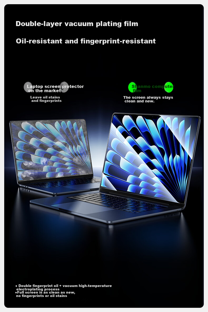 Shanmo [Screen Coating Friendly] Tempered Glass Screen Protector for Apple MacBook Air 15.3-inch M5/M4/M3 2026/25/24 Laptop 9